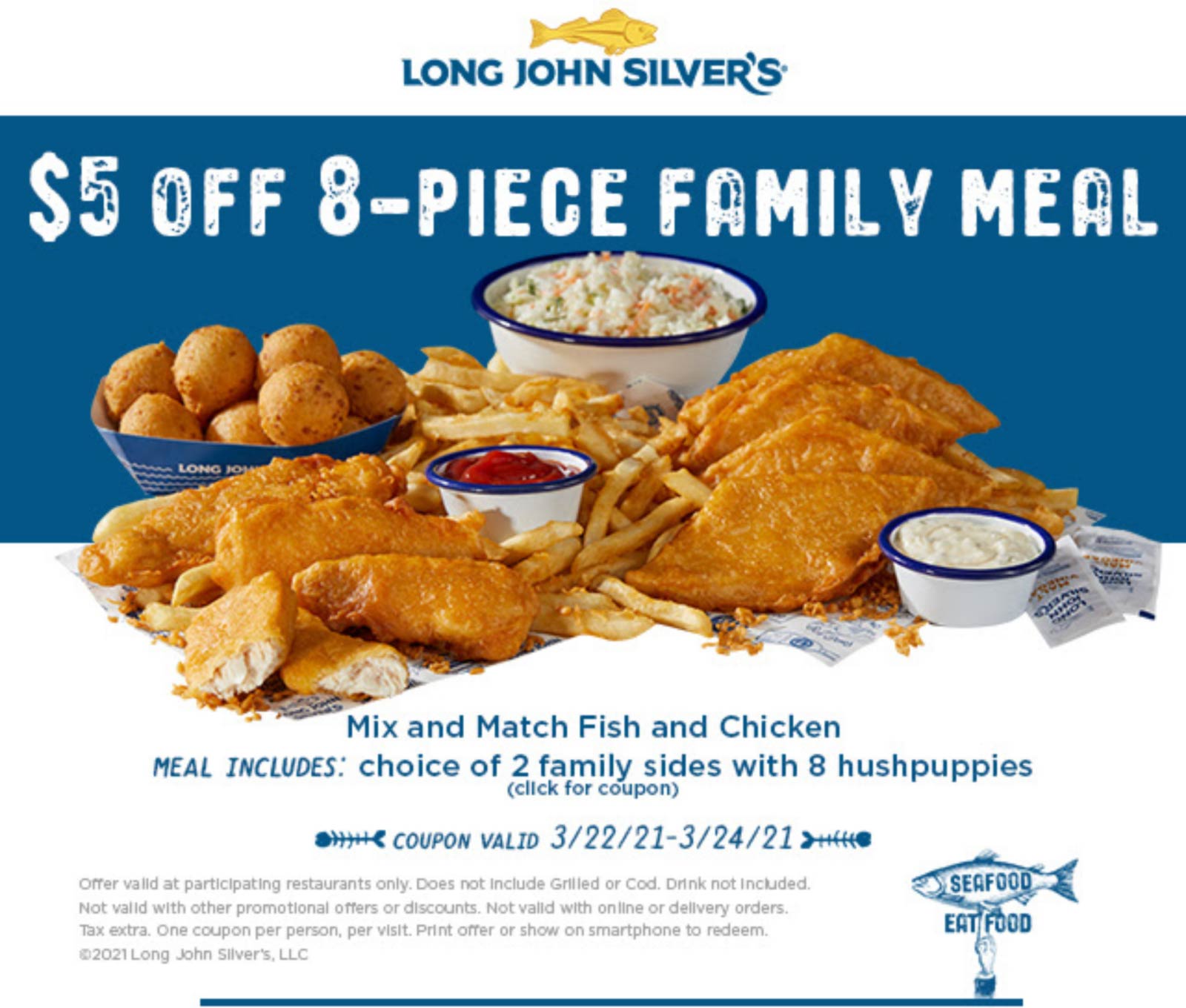 5 off 8pc meal at Long John Silvers restaurants longjohnsilvers The