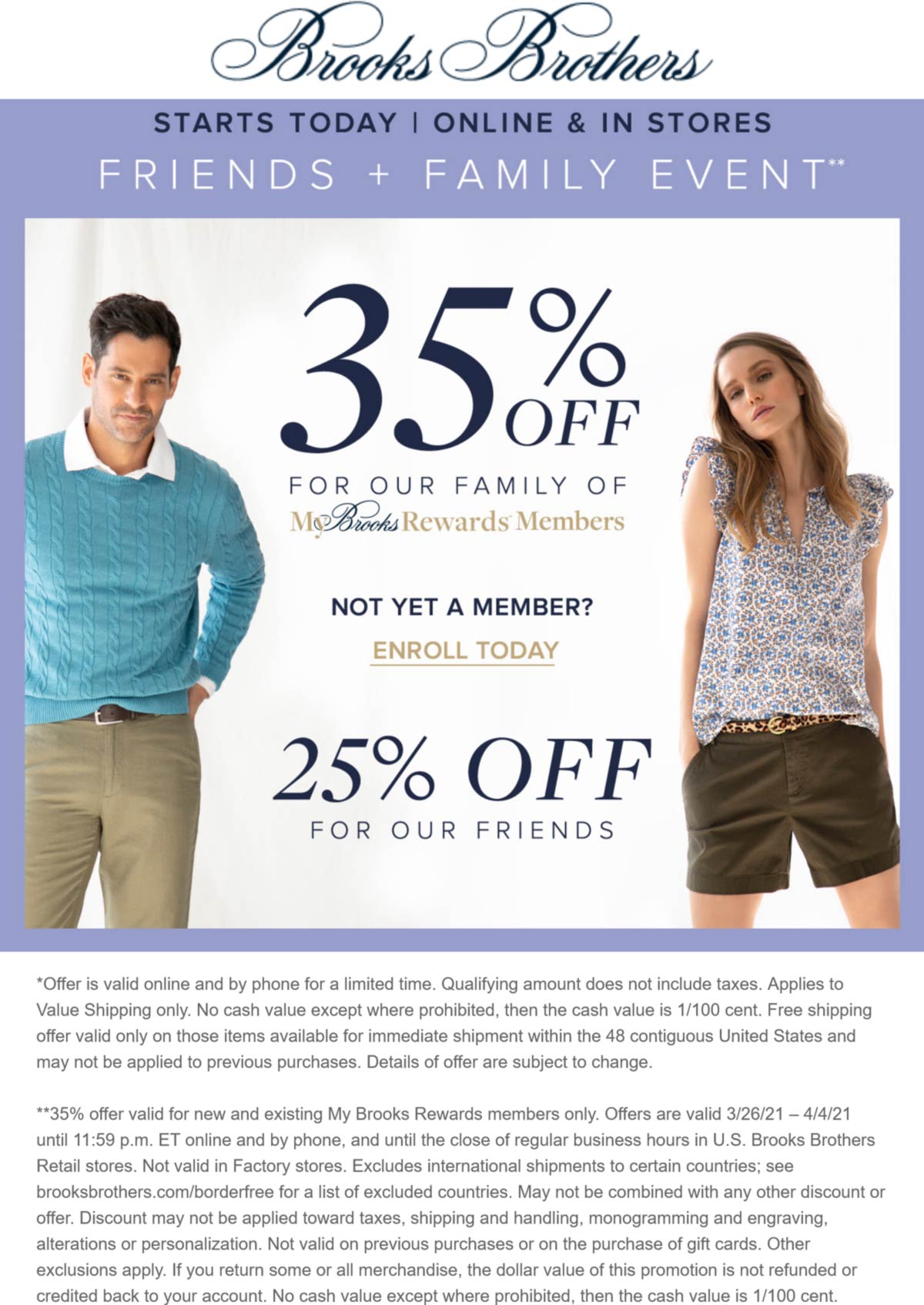 Brooks Brothers stores Coupon  25-35% off at Brooks Brothers, ditto online #brooksbrothers 
