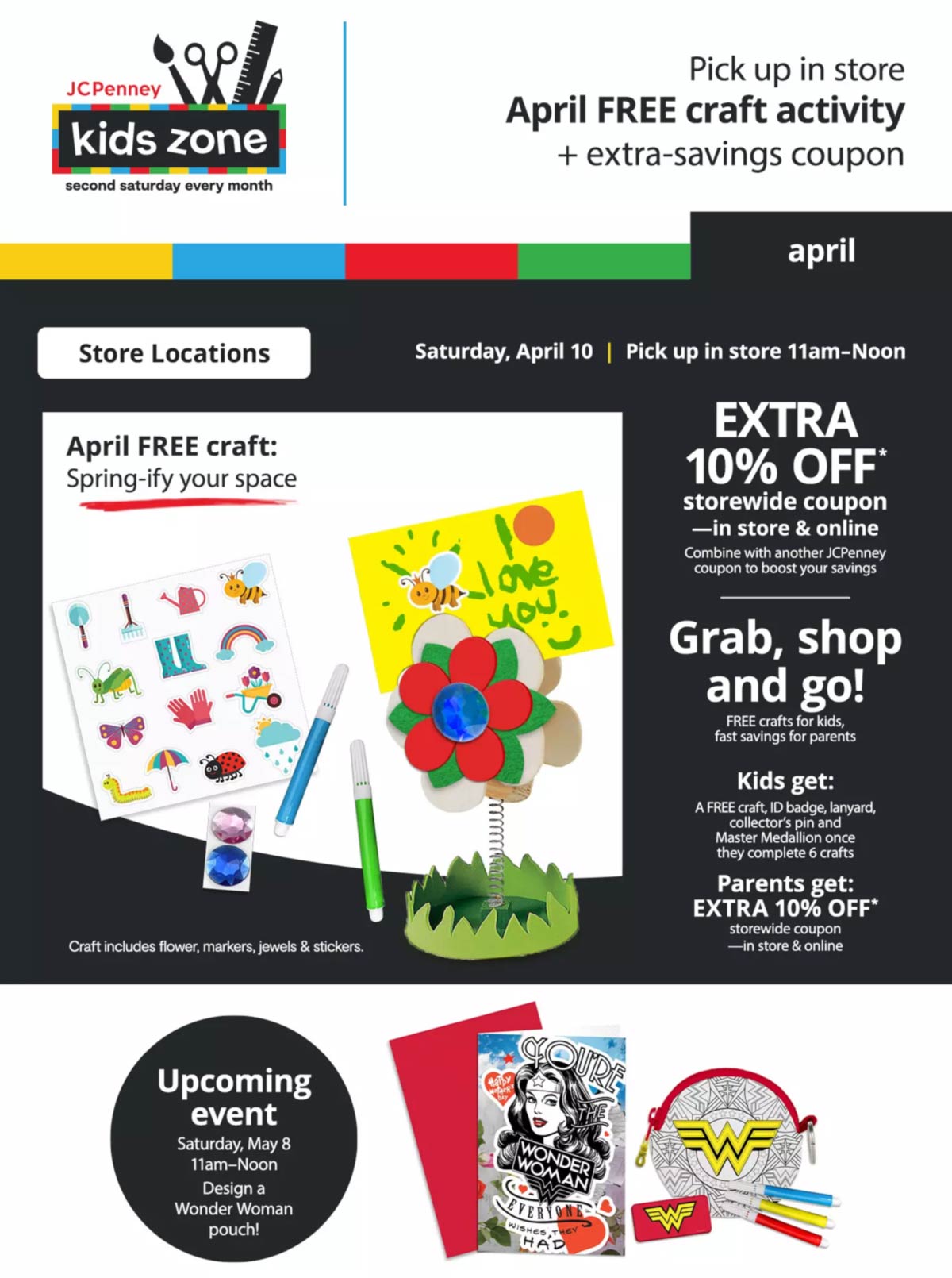 JCPenney stores Coupon  Free kids craft + 10% off the 10th at JCPenney #jcpenney 