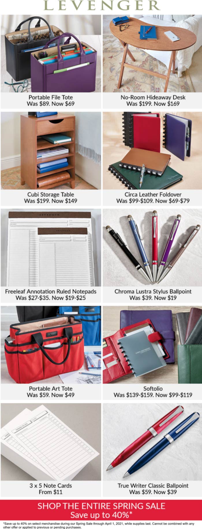 [May, 2021] 40 off at Levenger fine pens, planners, paper & leather