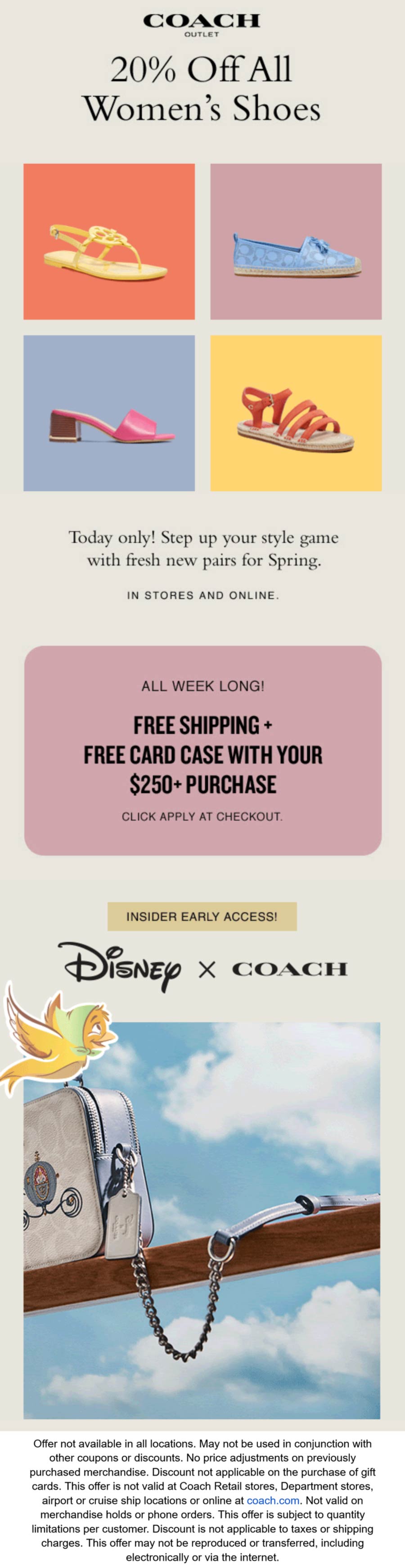 Coach Outlet stores Coupon  20% off all womens shoes today at Coach Outlet #coachoutlet 