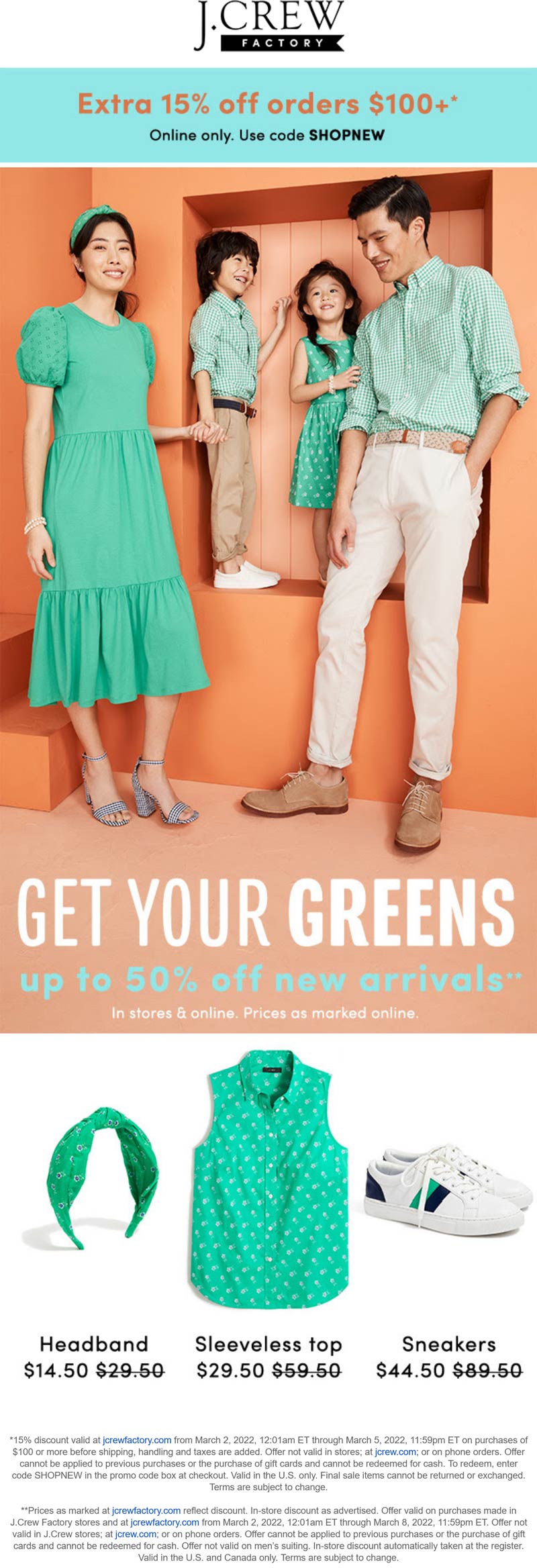 J.Crew Factory stores Coupon  15% off $100 online at J.Crew Factory via promo code SHOPNEW #jcrewfactory 