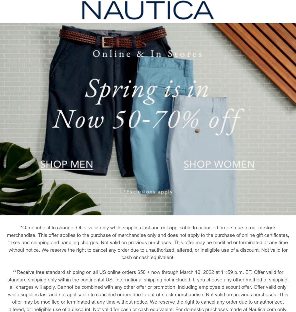 Nautica stores Coupon  50-70% off everything at Nautica #nautica 