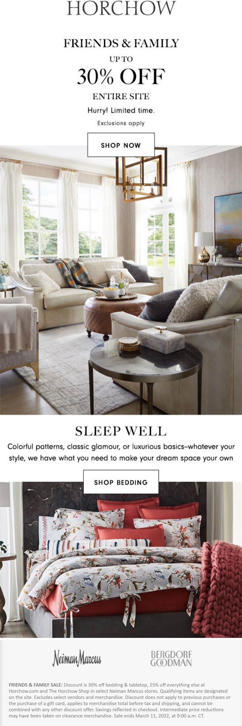 Horchow stores Coupon  25-30% off everything at Neiman Marcus Horchow furniture & home goods #horchow 