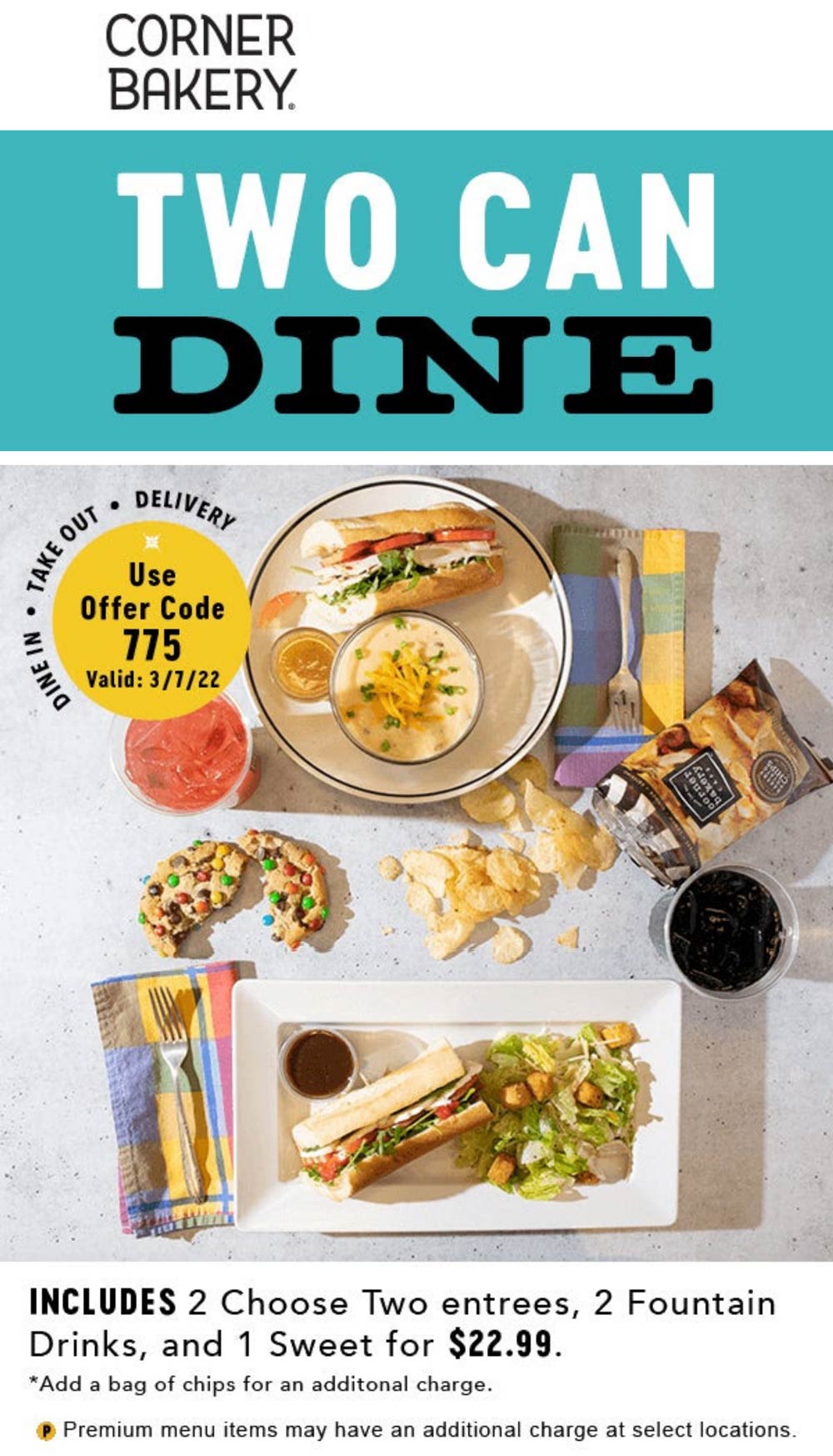 Corner Bakery coupons & promo code for July 2025