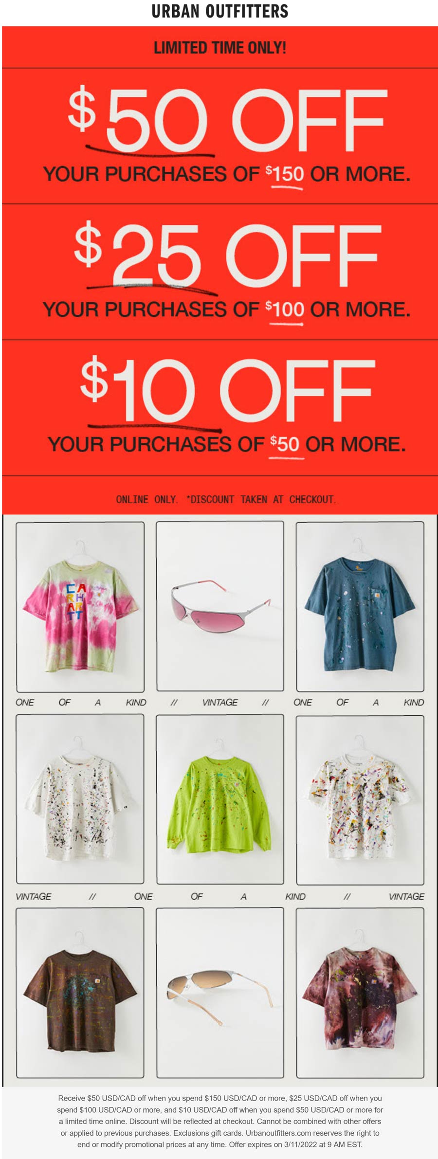 Urban Outfitters stores Coupon  $10 off $50 & more online at Urban Outfitters #urbanoutfitters 