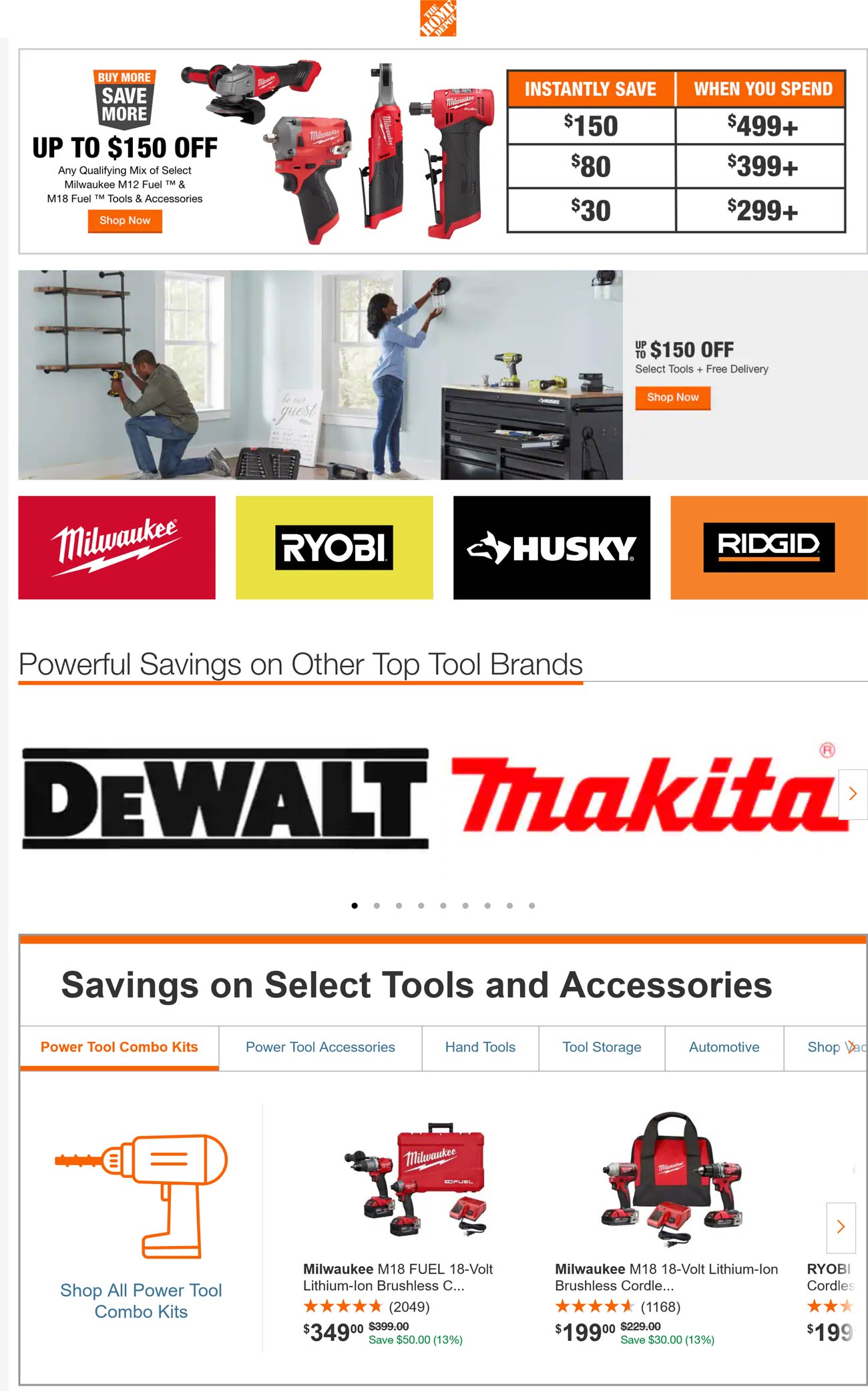 Home Depot stores Coupon  $30-$150 off $300+ on power tools at The Home Depot #homedepot 