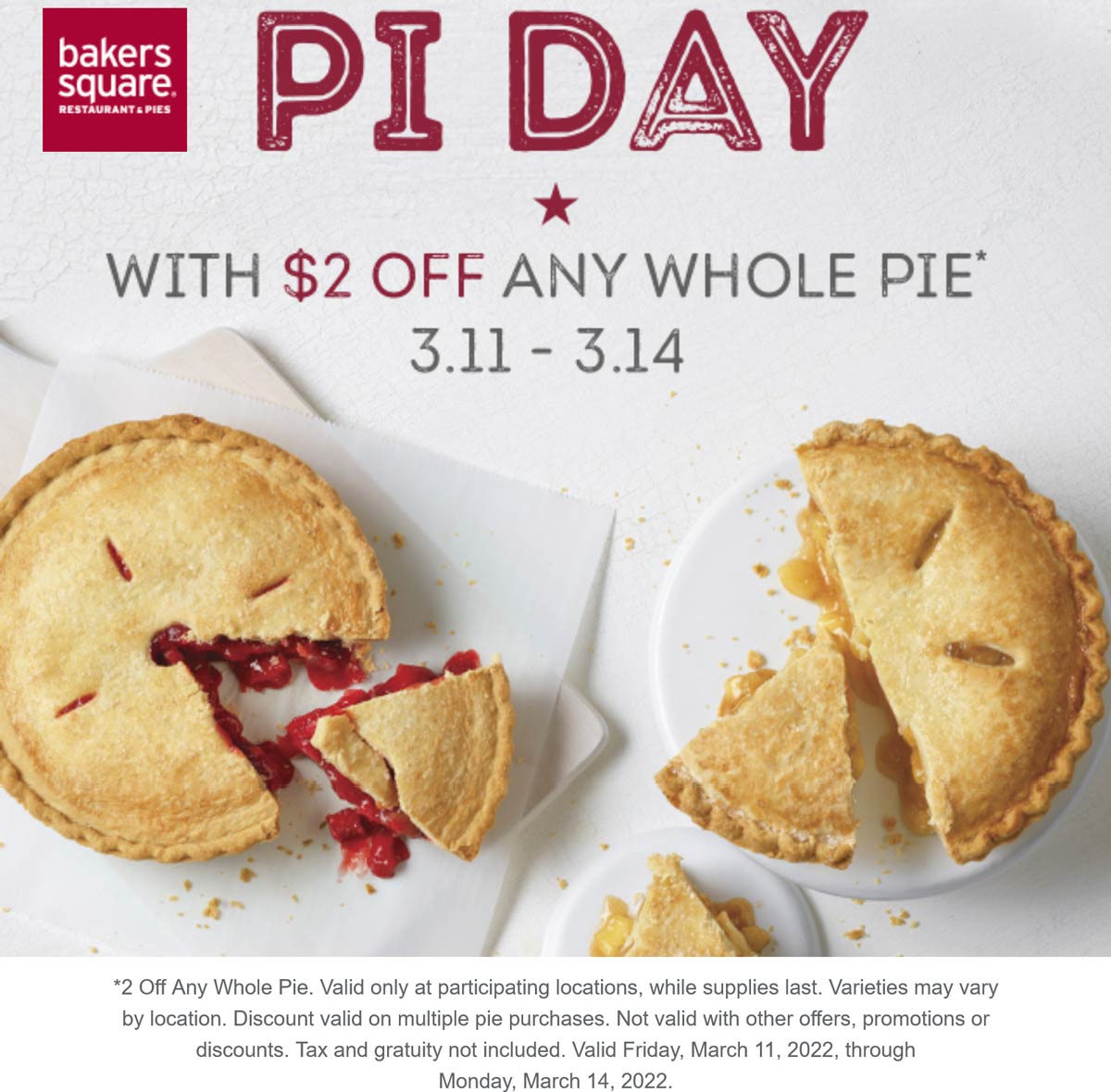 Bakers Square restaurants Coupon  $2 off any whole pie at Bakers Square #bakerssquare 