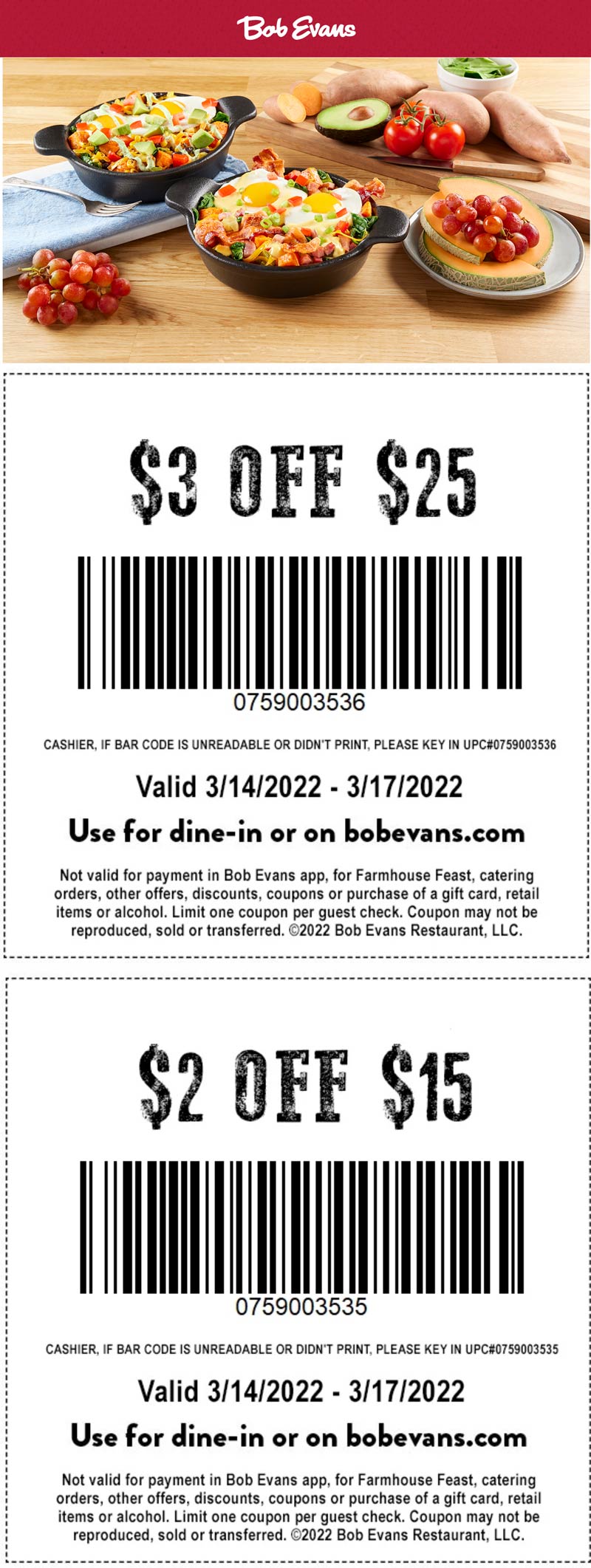 Bob Evans coupons & promo code for [November 2022]