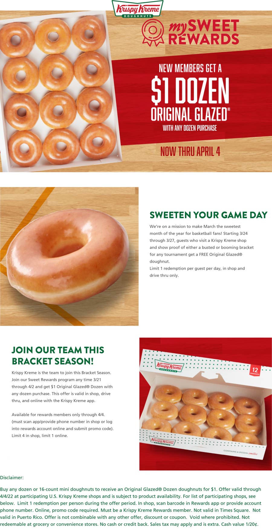Krispy Kreme restaurants Coupon  Free glazed doughnut for bracket tournament participants & more at Krispy Kreme #krispykreme 