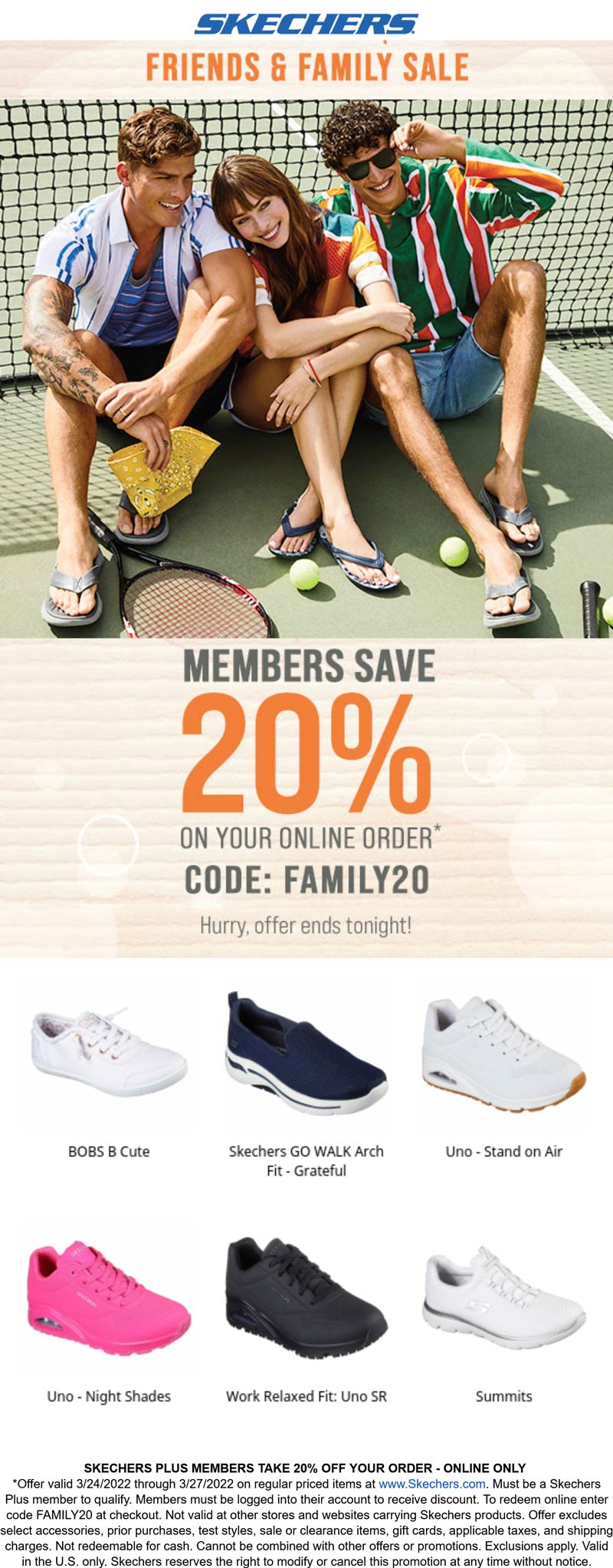 Skechers stores Coupon  20% off logged-in online today at Skechers via promo code FAMILY20 #skechers 