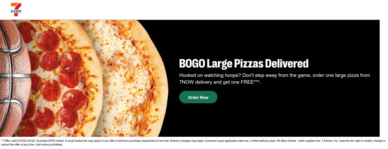 7-Eleven restaurants Coupon  Second delivery pizza free at 7-Eleven #7eleven 