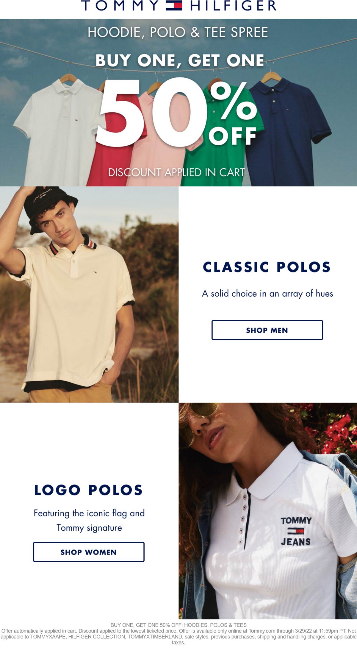 Tommy Hilfiger stores Coupon  Second hoodie polo or tee 50% off online at Tommy Hilfiger #tommyhilfiger 