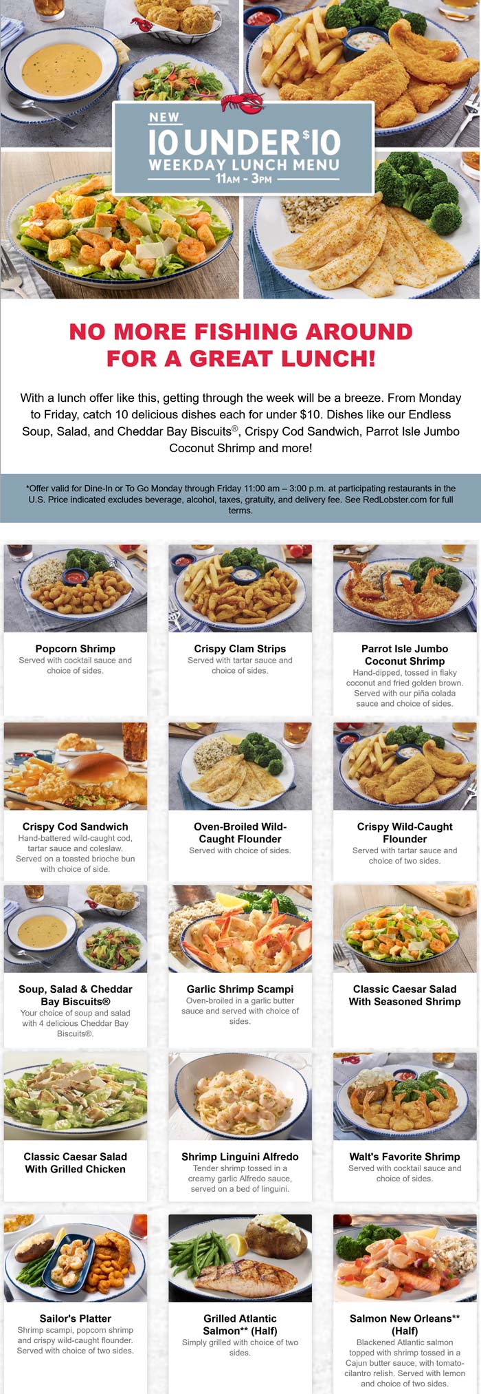 Red Lobster restaurants Coupon  10 weekday lunch entrees under $10 at Red Lobster #redlobster 