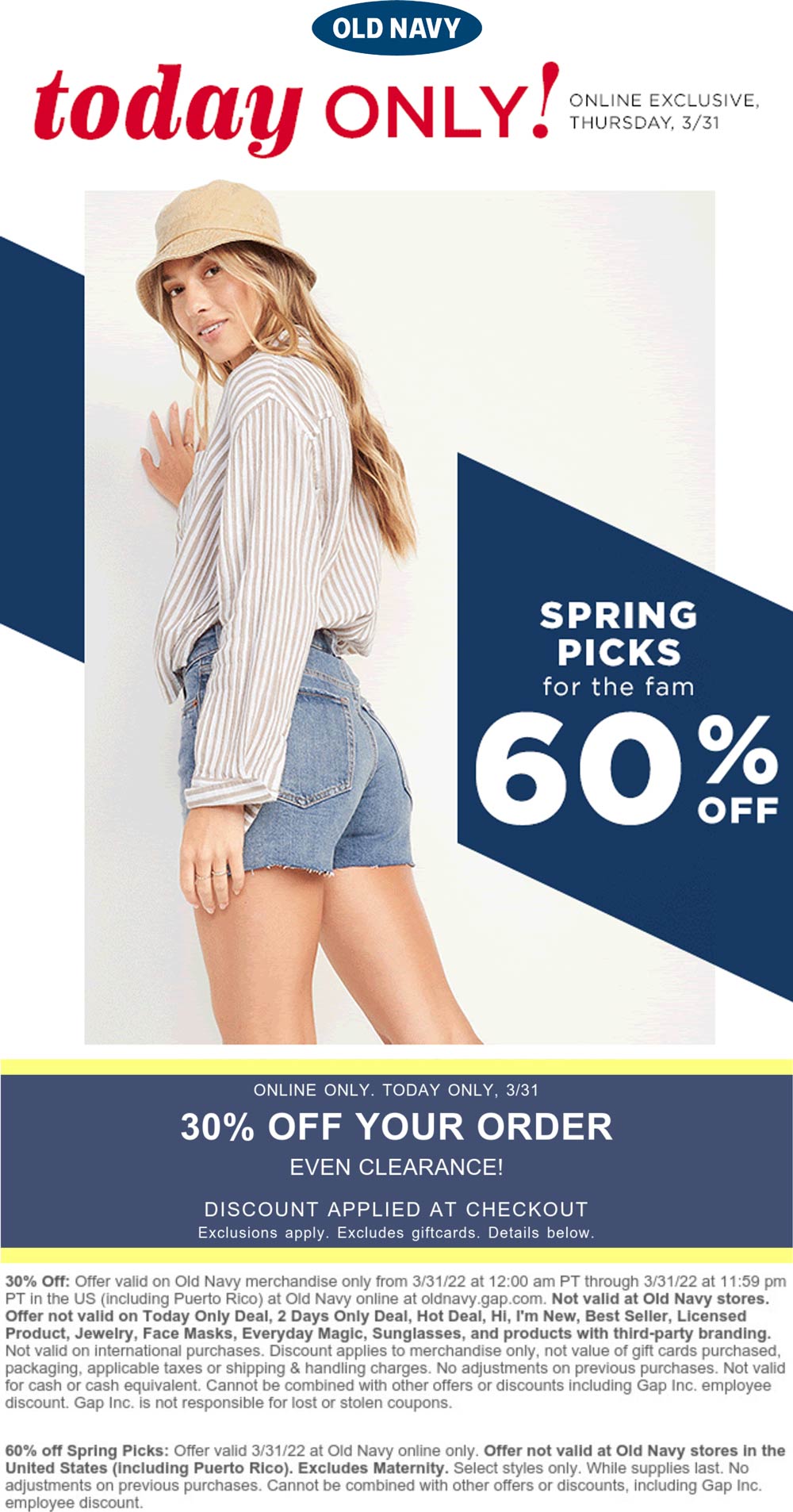 Old Navy stores Coupon  30% off online today at Old Navy #oldnavy 
