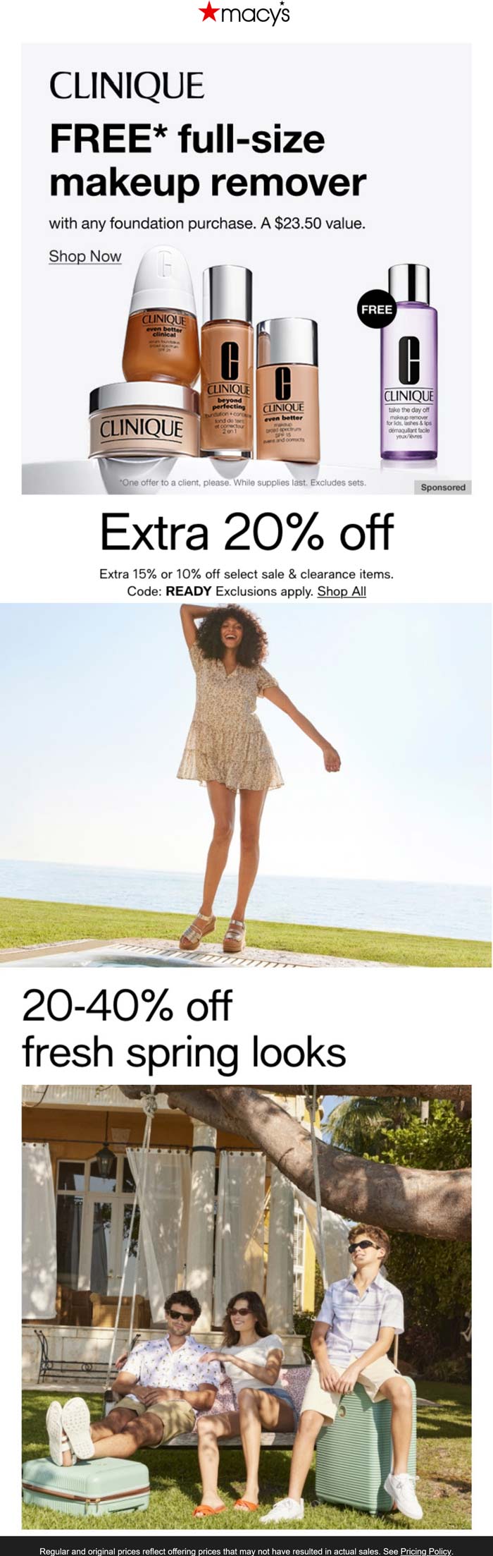 Macys 10-20% off & more at Macys, or online via promo code READY #macys Macys stores Coupon 10-20% off & more at Macys, or online via promo code READY #macys