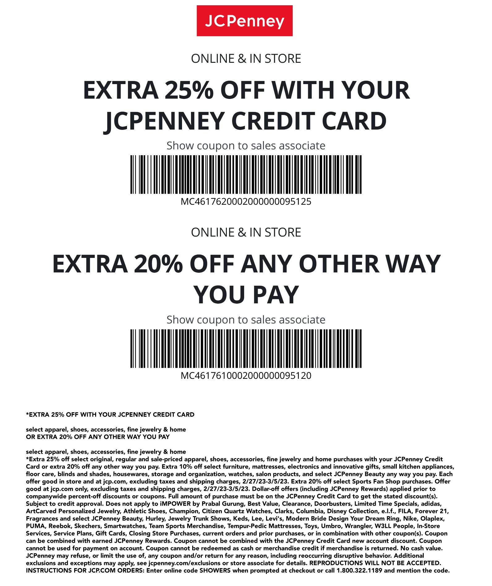 JCPenney stores Coupon  20% off at JCPenney, or online via promo code SHOWERS #jcpenney 
