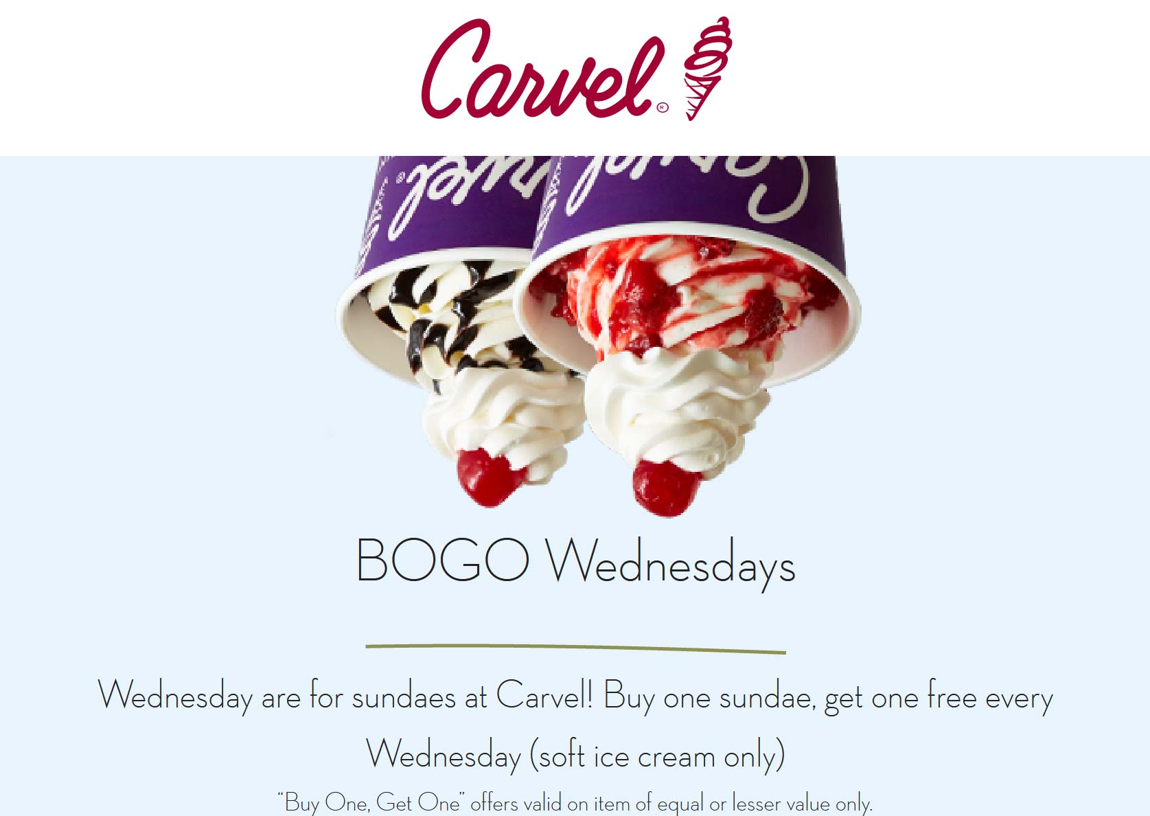 Carvel restaurants Coupon  Second ice cream sundae free today at Carvel #carvel 
