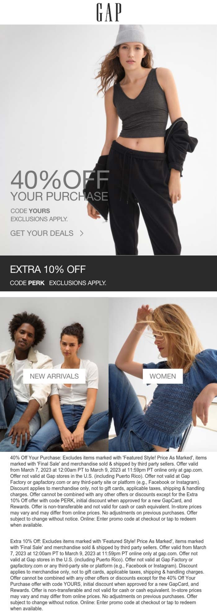 Gap stores Coupon  40-50% off online at Gap via promo code YOURS #gap 
