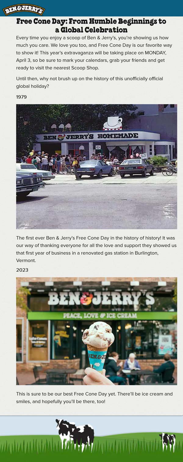 Ben & Jerrys restaurants Coupon  Free ice cream cone the 3rd at Ben & Jerrys #benjerrys 