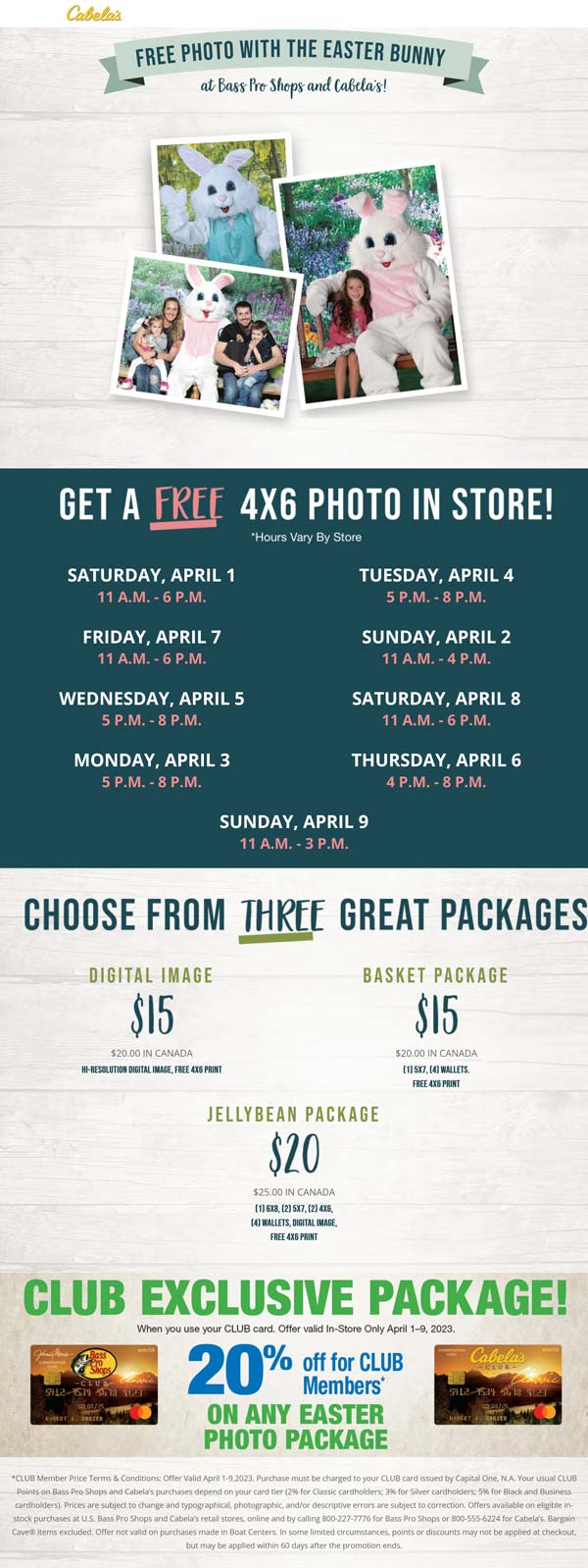 Cabelas stores Coupon  Free photo with Easter bunny the 1st-9th at Cabelas #cabelas 