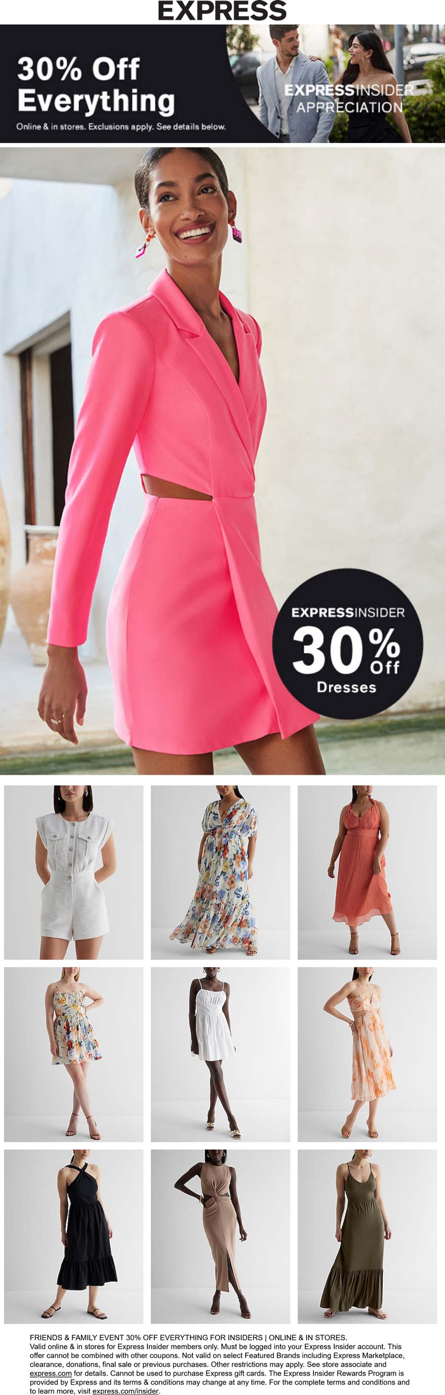 Express stores Coupon  30% off everything at Express, ditto online #express 