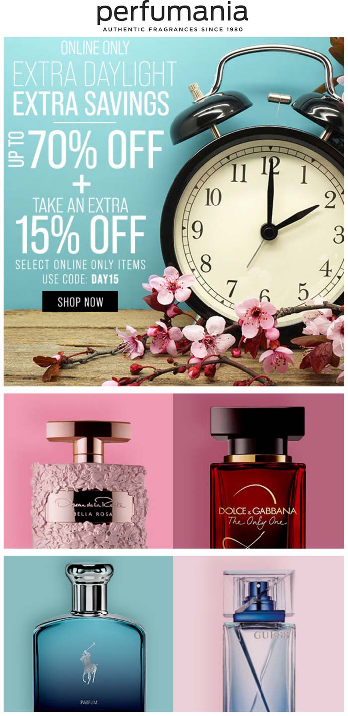 Perfumania stores Coupon  Extra 15% off online today at Perfumania via promo code DAY15 #perfumania 