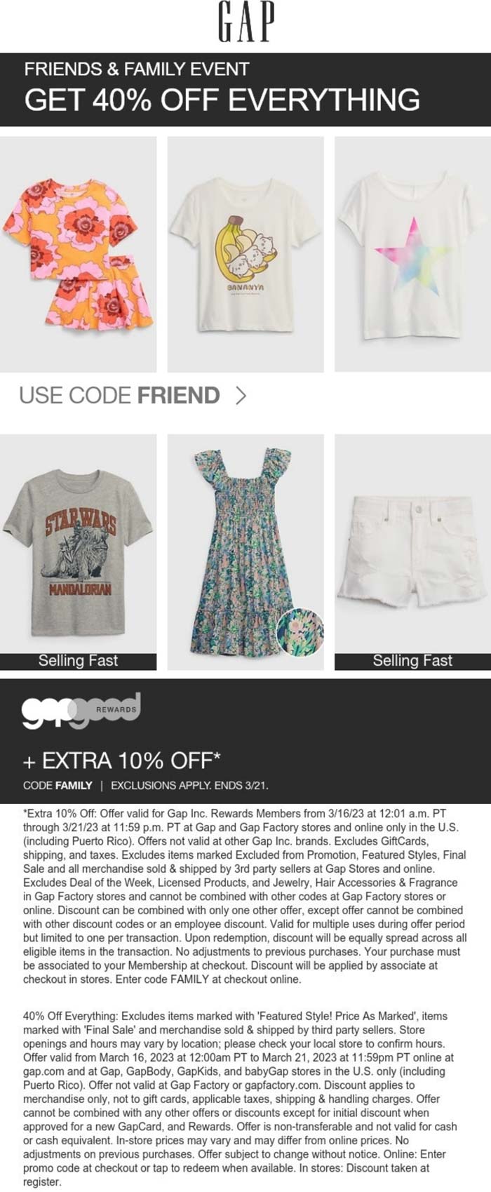 Gap stores Coupon  40% off everything at Gap via promo code FRIEND #gap 