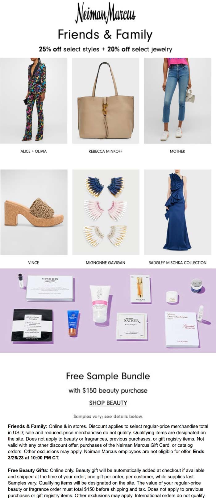 Neiman Marcus stores Coupon  25% off spring arrivals & more at Neiman Marcus, ditto online #neimanmarcus 