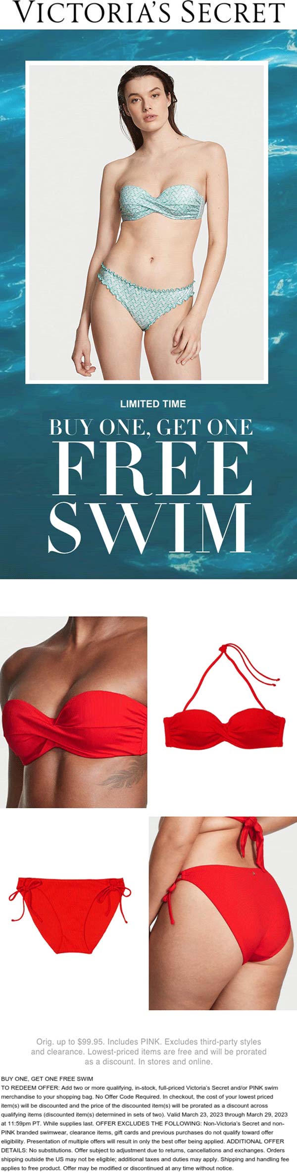 Victorias Secret stores Coupon  Second swimsuit free at Victorias Secret, ditto online #victoriassecret 