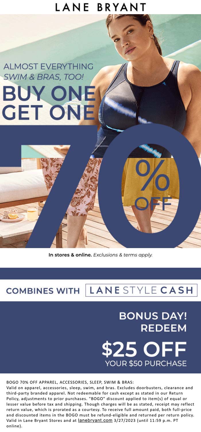 Lane Bryant stores Coupon  Second item 70% off & more today at Lane Bryant, ditto online #lanebryant 