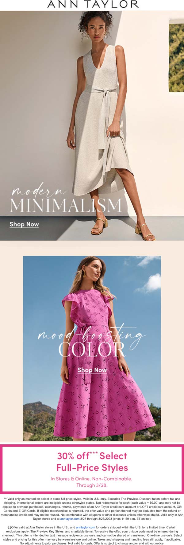 Ann Taylor stores Coupon  30% off today at Ann Taylor, ditto online #anntaylor 