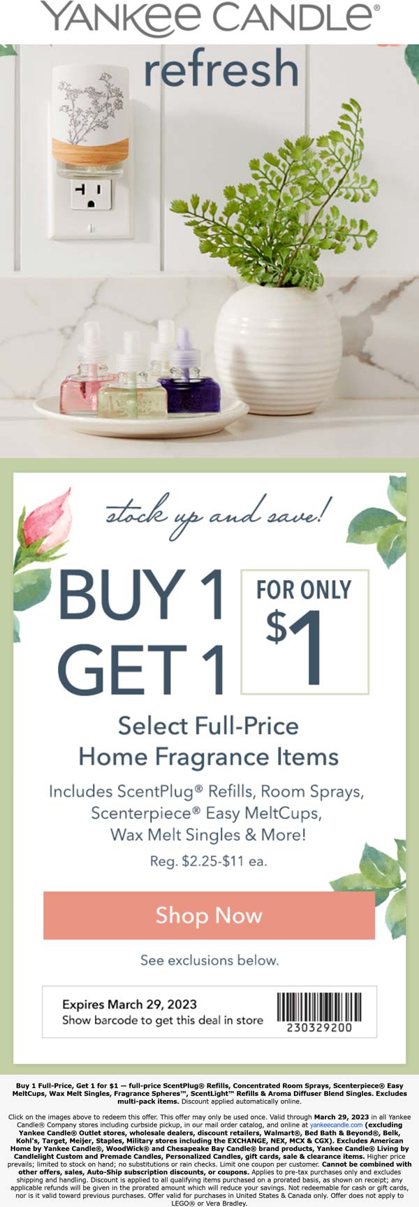 Yankee Candle stores Coupon  Second home fragrance for $1 at Yankee Candle #yankeecandle 
