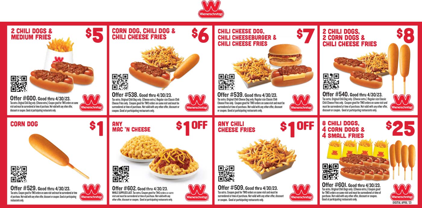 2 chili dogs + fries = 5 & more at Wienerschnitzel wienerschnitzel