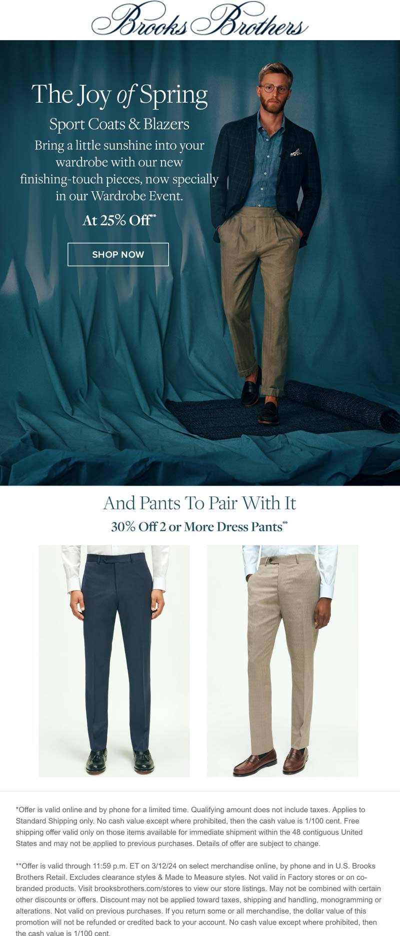 Brooks Brothers stores Coupon  25% off sport coats & blazers at Brooks Brothers, also 30% off 2+ dress pants #brooksbrothers 