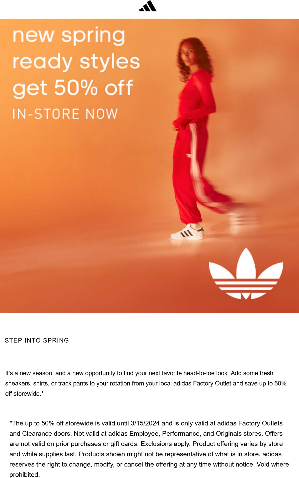 adidas Factory Outlets stores Coupon  Spring styles are 50% off at adidas Factory Outlets #adidasfactoryoutlets 