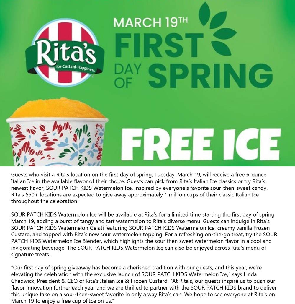 Ritas restaurants Coupon  Free Italian ice Tuesday at Ritas #ritas 