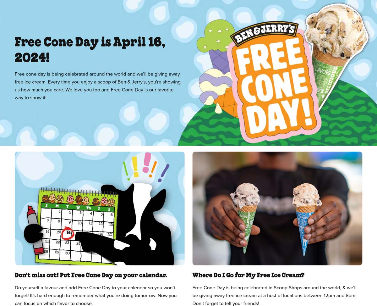 Ben & Jerrys restaurants Coupon  Free ice cream cone April 16th at Ben & Jerrys #benjerrys 