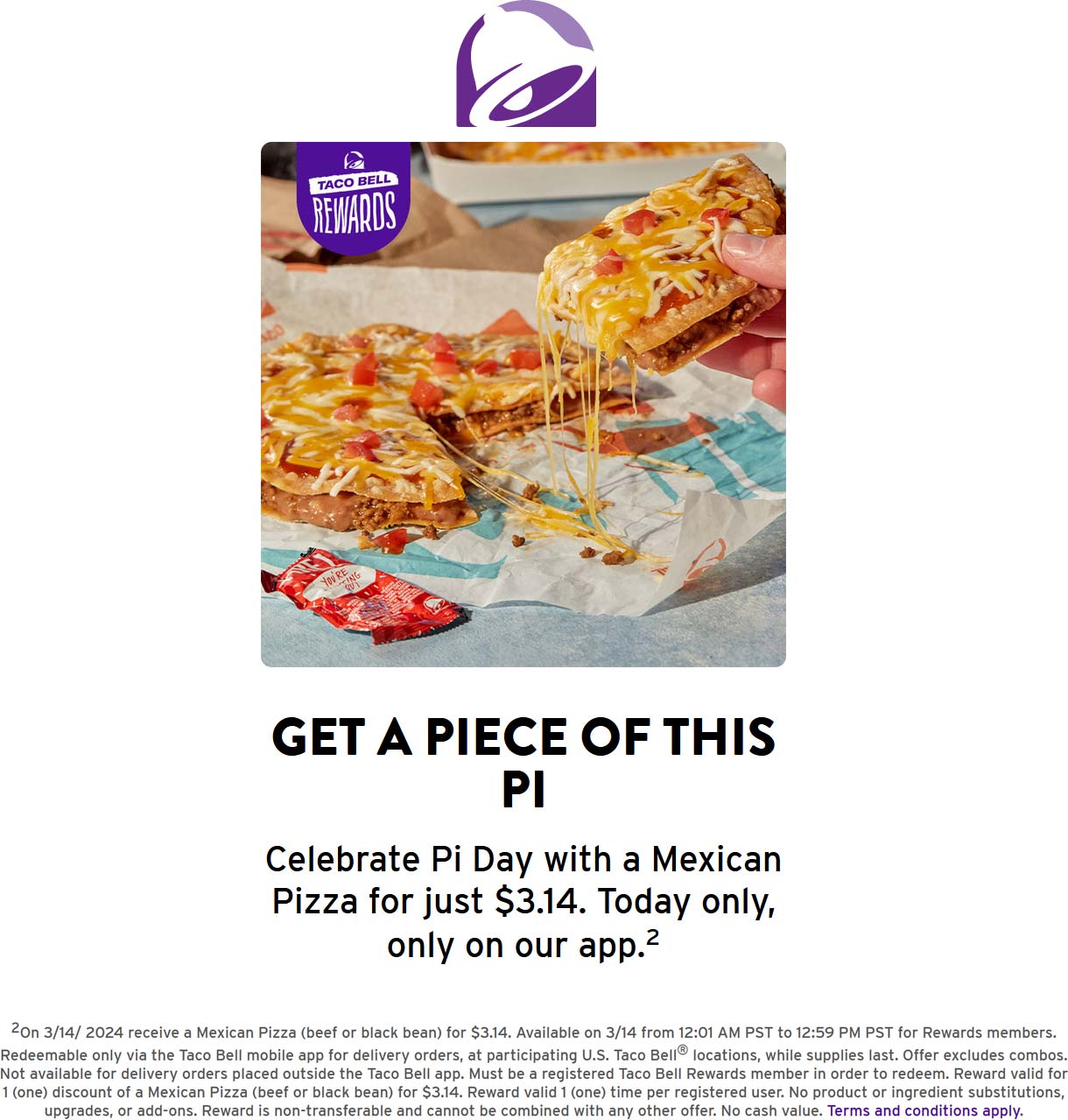 Taco Bell restaurants Coupon  Mexican pizza for $3.14 today via mobile at Taco Bell #tacobell 