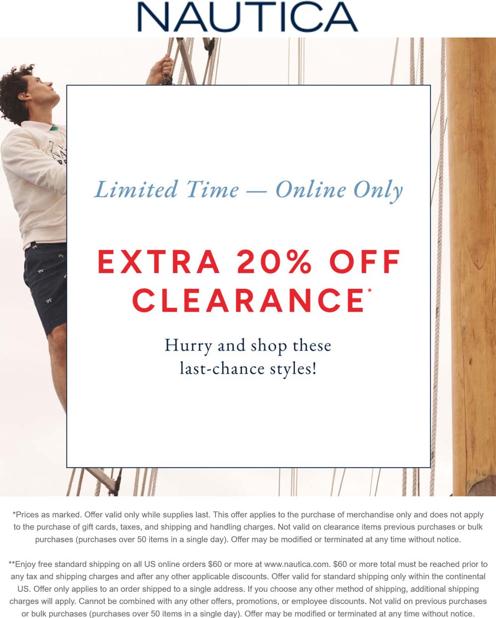 Nautica stores Coupon  Extra 20% off clearance online at Nautica #nautica 