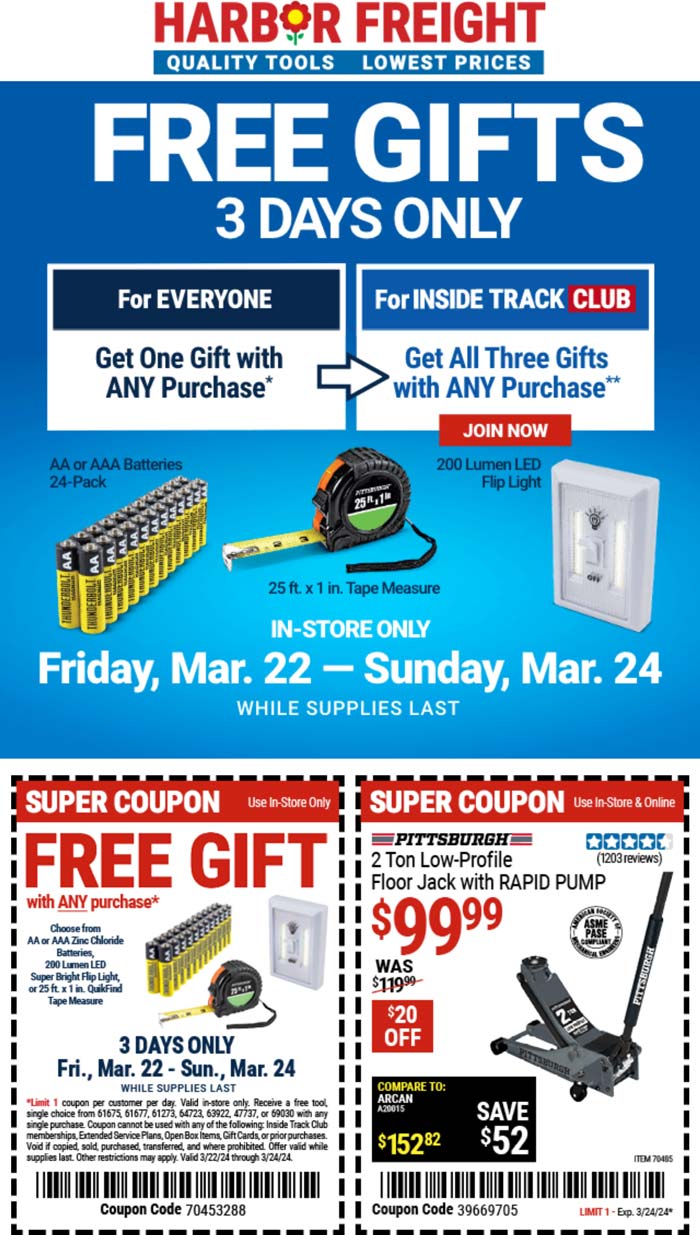 Harbor Freight restaurants Coupon  Free 24pk of batteries & more with any order at Harbor Freight Tools #harborfreight 
