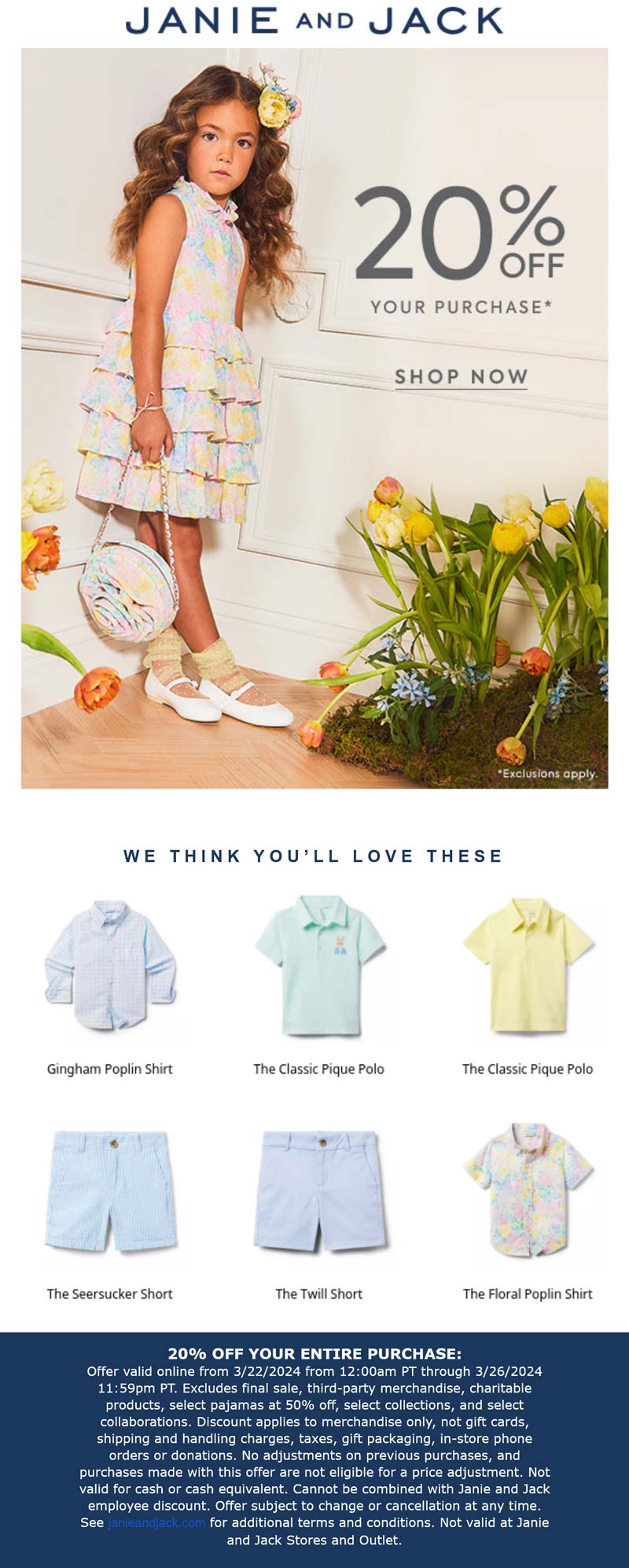Janie and Jack stores Coupon  20% off everything online at Janie and Jack #janieandjack 