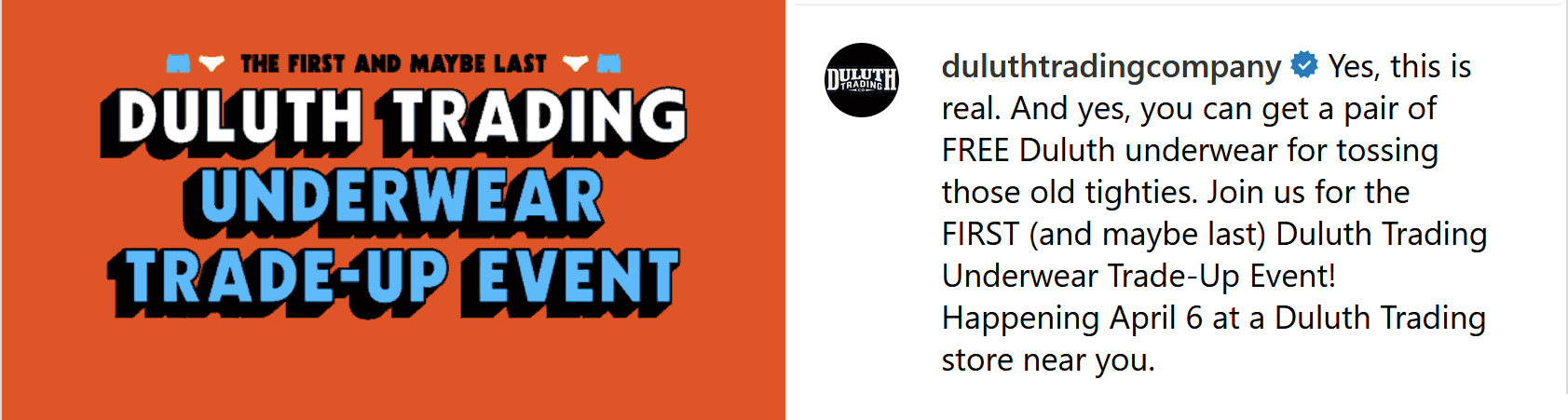 Duluth Trading stores Coupon  Trade in your underwear free the 6th at Duluth Trading Company #duluthtrading 