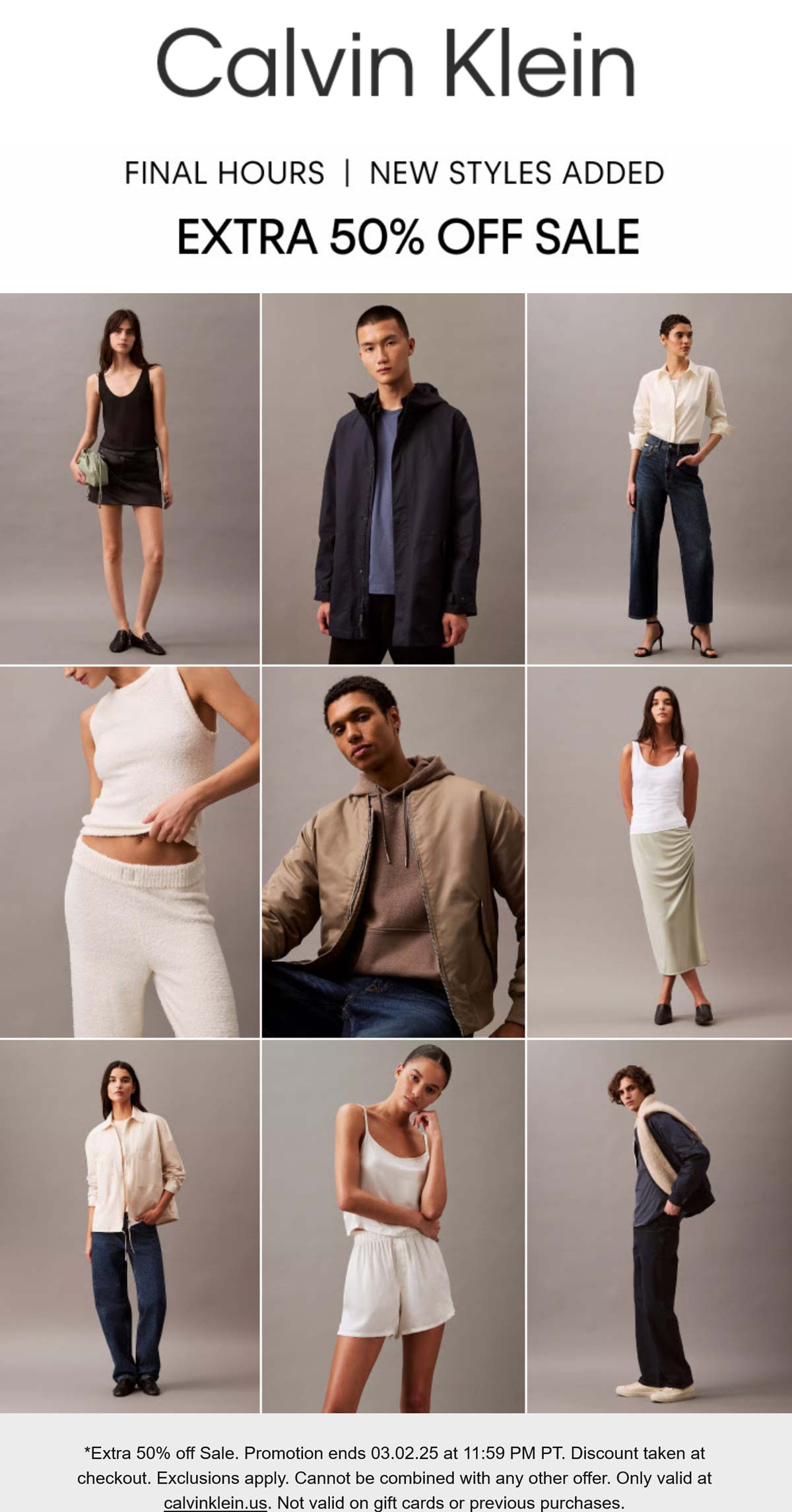 Calvin Klein stores Coupon  Extra 50% off sale items today at Calvin Klein #calvinklein 