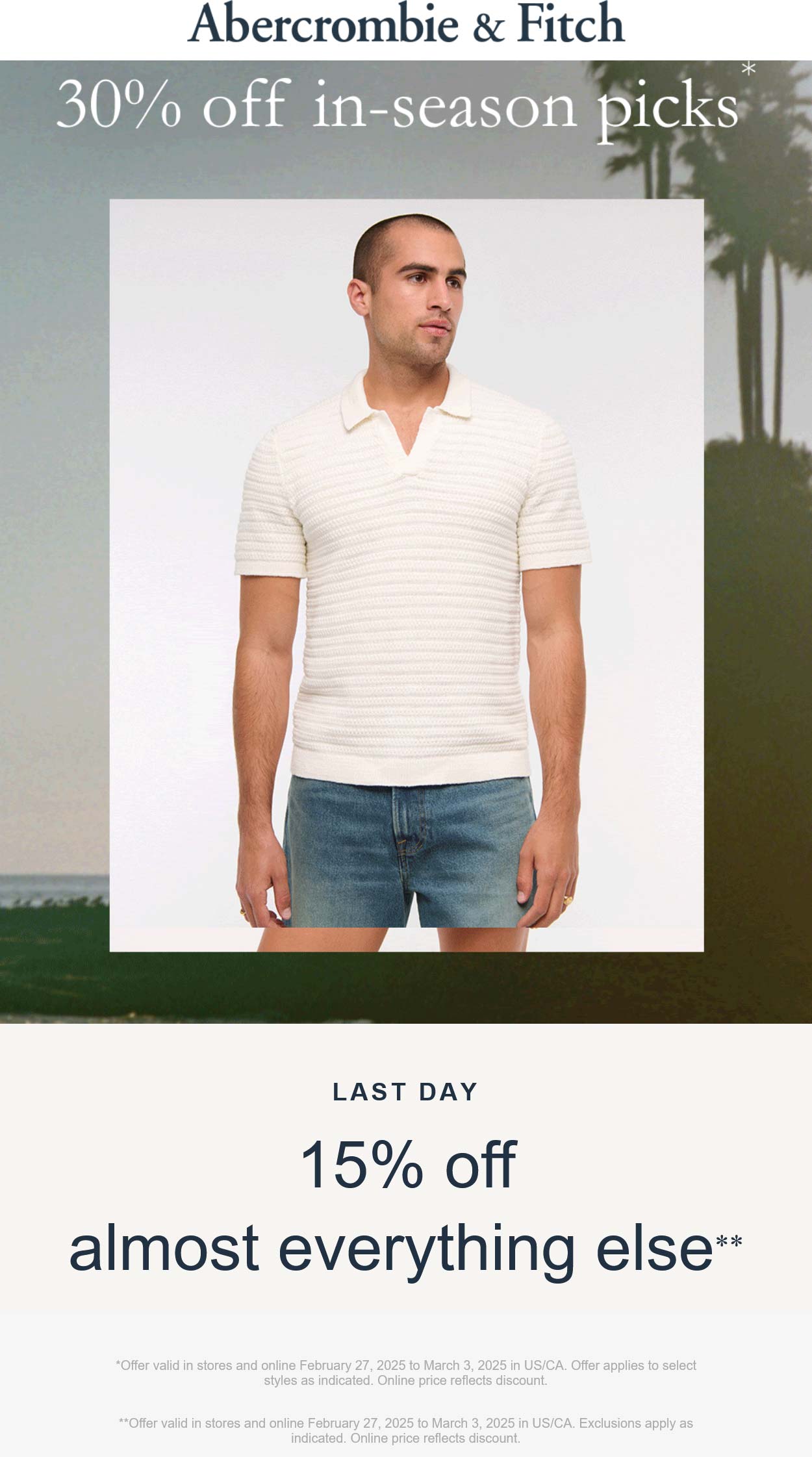 Abercrombie & Fitch stores Coupon  30% off Spring & more today at Abercrombie & Fitch #abercrombiefitch 