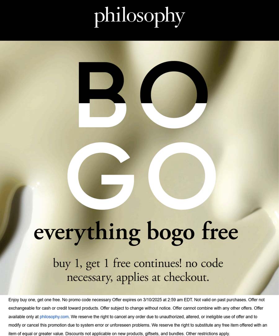 Philosophy stores Coupon  Second item free on everything at Philosophy #philosophy 