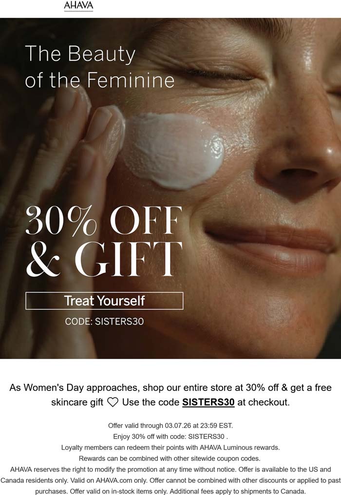 AHAVA stores Coupon  30% off at AHAVA via promo code SISTER30 #ahava 