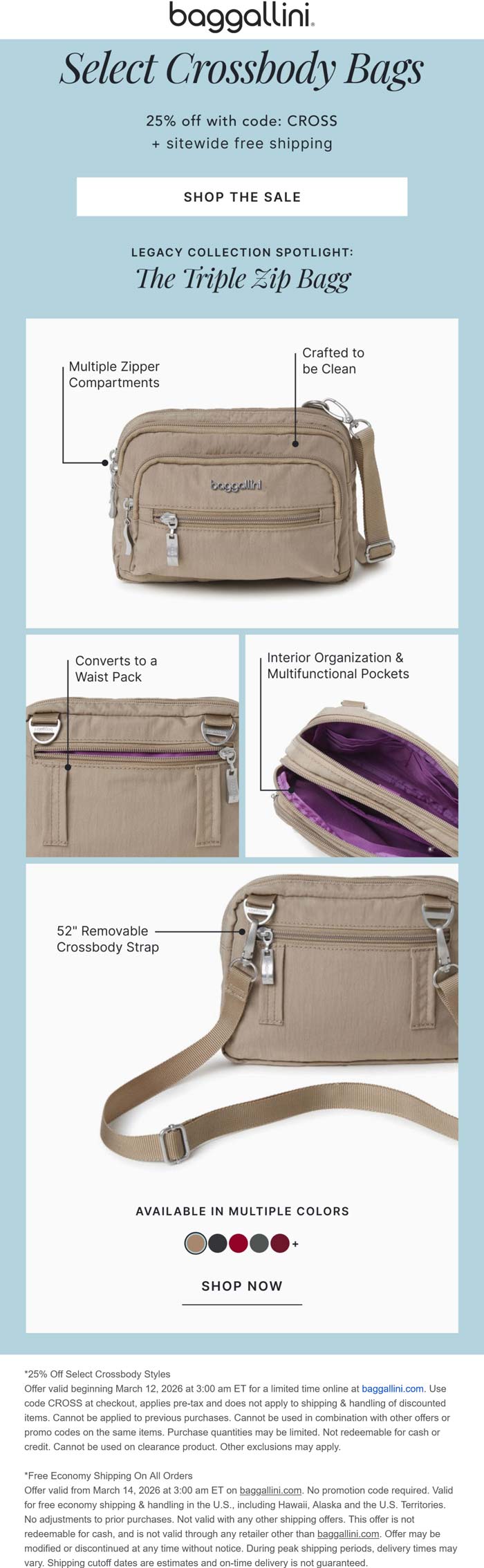 baggallini stores Coupon  25% off crossbody bags at baggallini via promo code CROSS #baggallini 