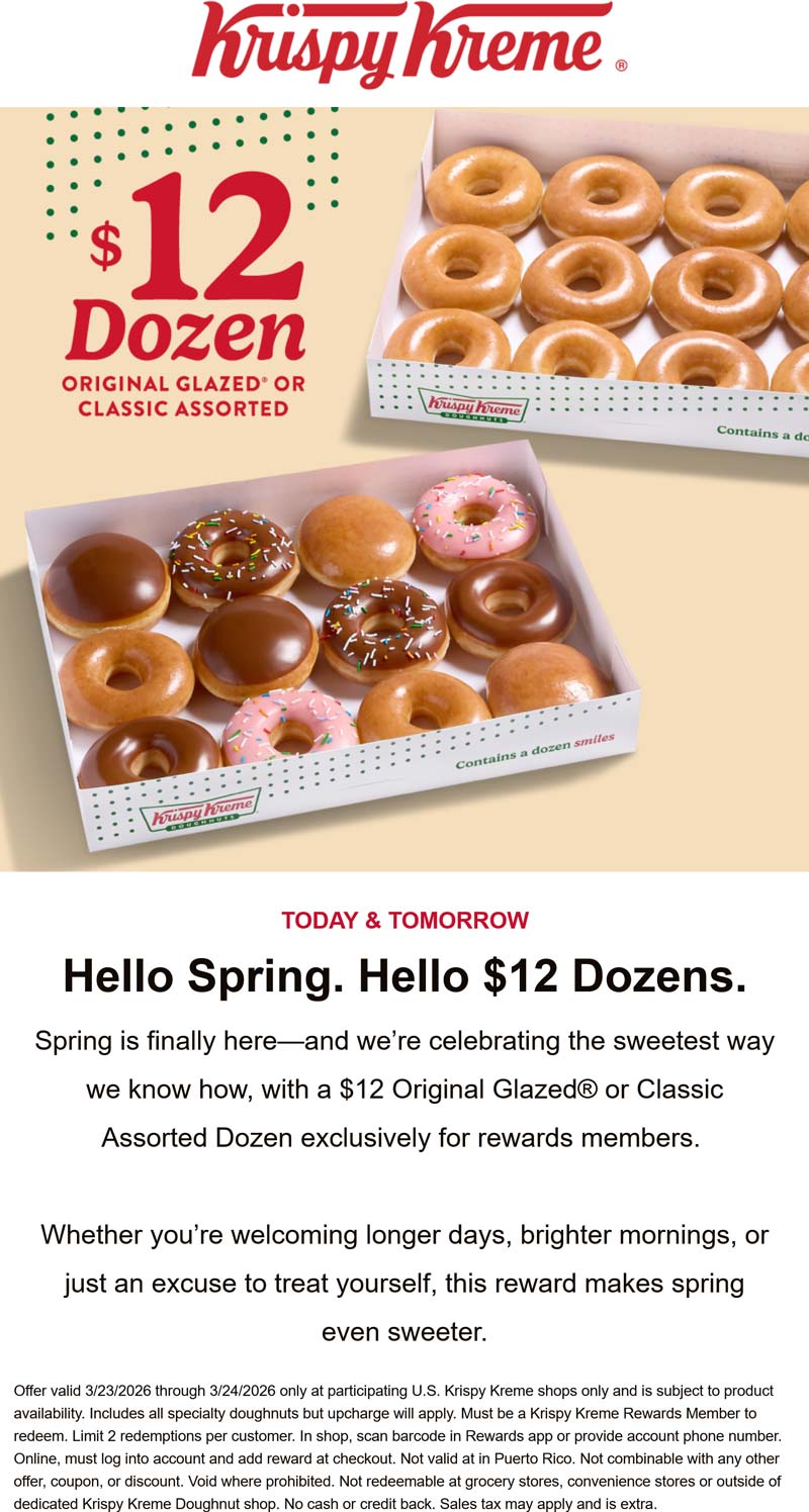 Krispy Kreme restaurants Coupon  $12 dozens at Krispy Kreme doughnuts #krispykreme 