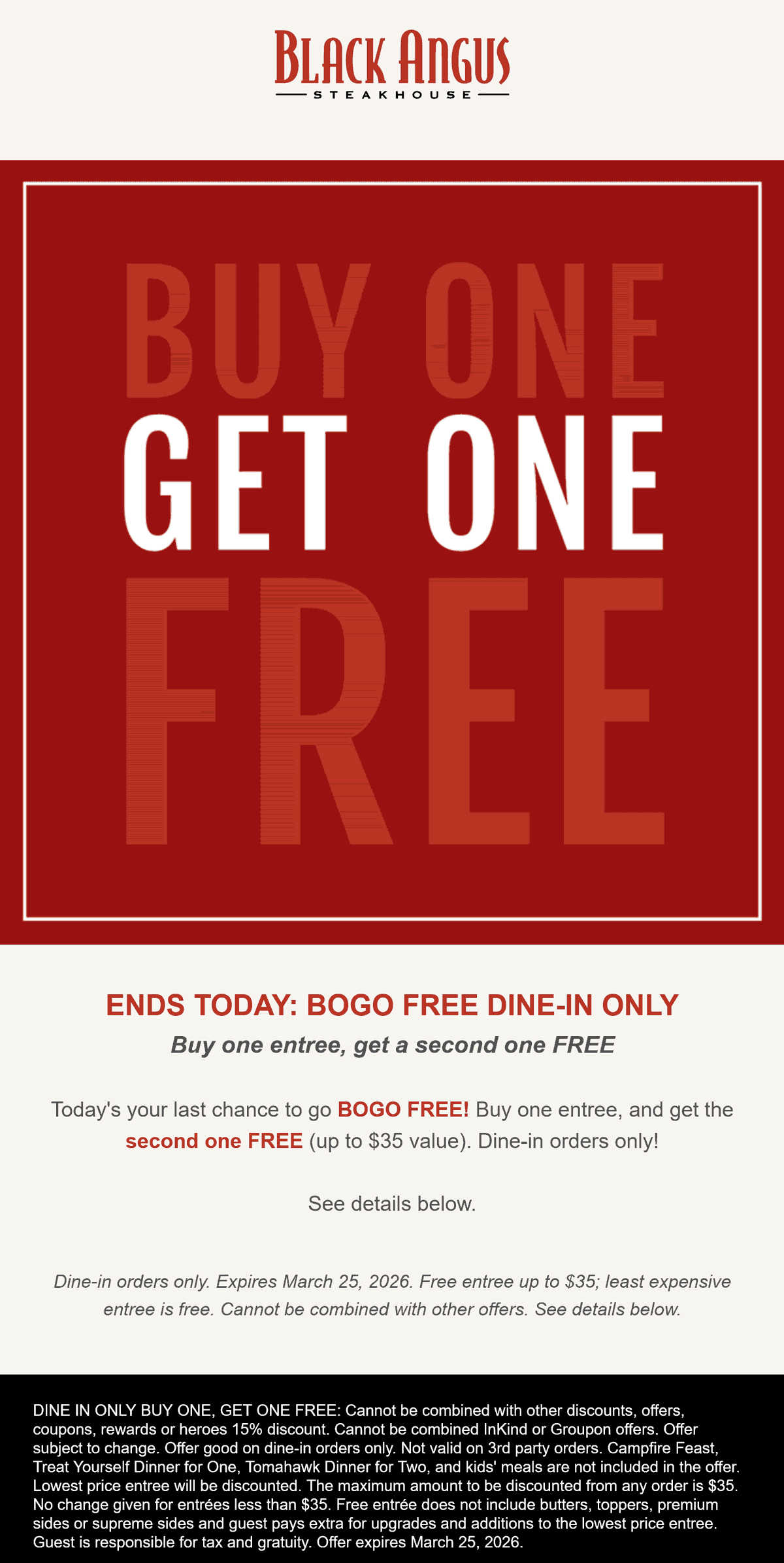 Black Angus restaurants Coupon  Second entree free today at Black Angus steakhouse #blackangus 